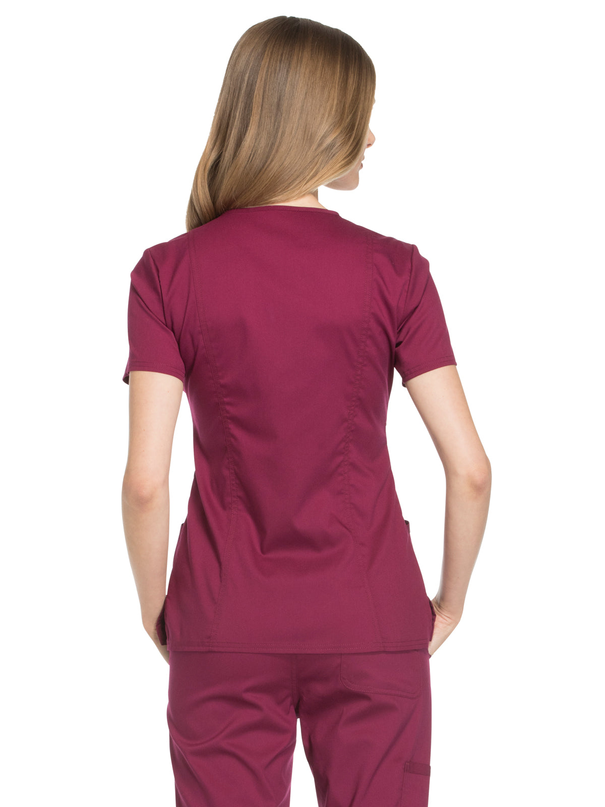 Women's 2-Pocket Mock Wrap Top - WW610 - Wine