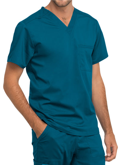 Unisex 1-Pocket Tuckable V-Neck Scrub Top - WW625 - Caribbean Blue