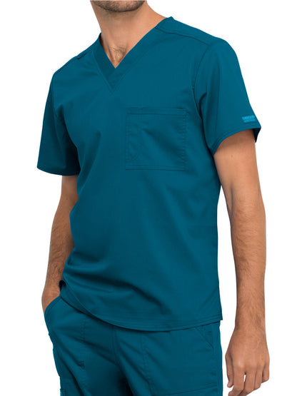 Unisex 1-Pocket Tuckable V-Neck Scrub Top - WW625 - Caribbean Blue