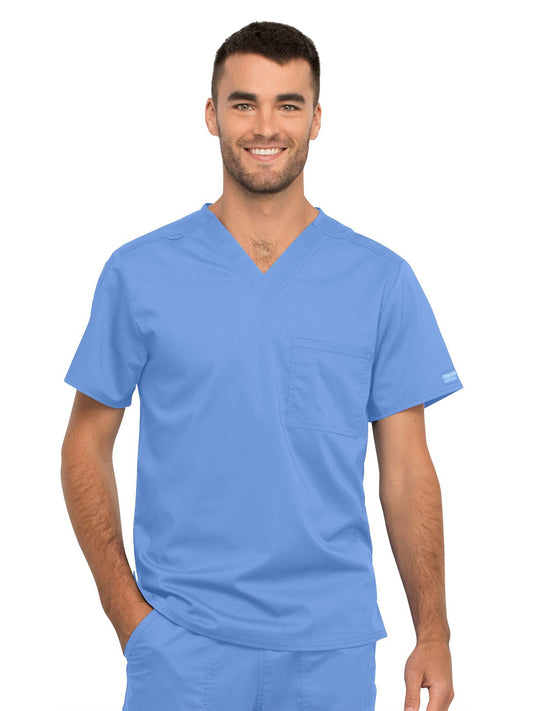 Unisex 1-Pocket Tuckable V-Neck Scrub Top - WW625 - Ciel Blue