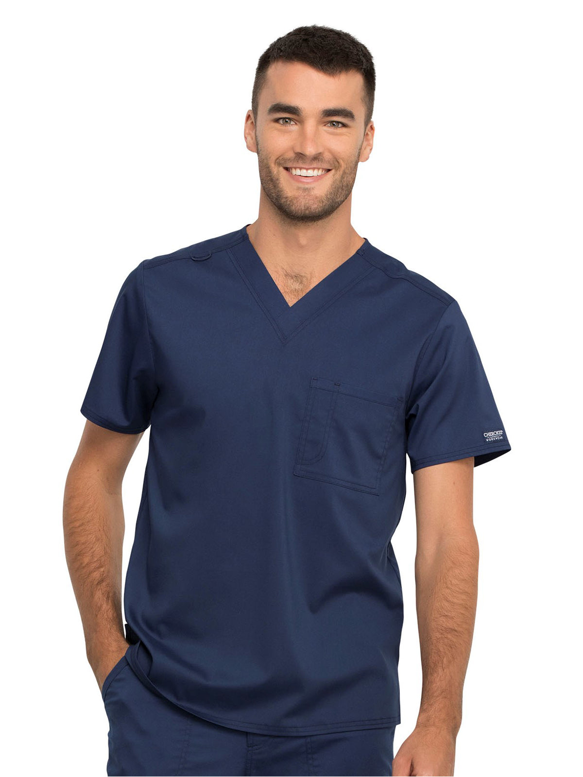 Unisex 1-Pocket Tuckable V-Neck Scrub Top - WW625 - Navy