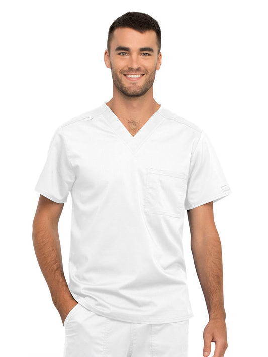 Unisex 1-Pocket Tuckable V-Neck Scrub Top - WW625 - White