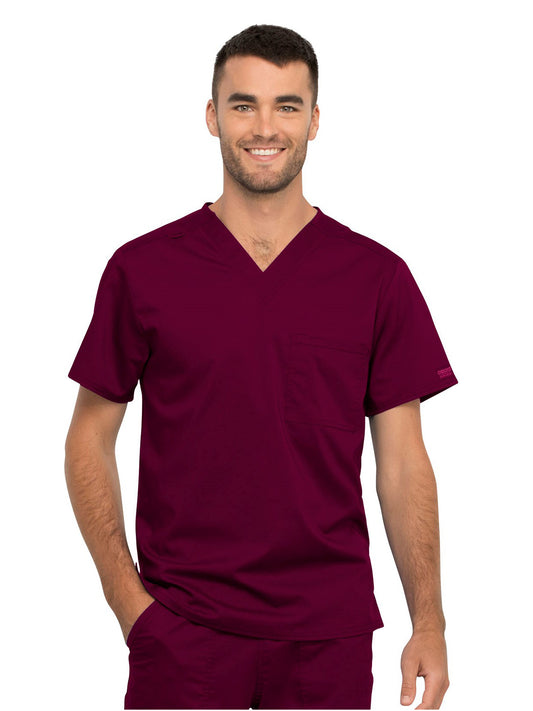 Unisex 1-Pocket Tuckable V-Neck Scrub Top - WW625 - Wine