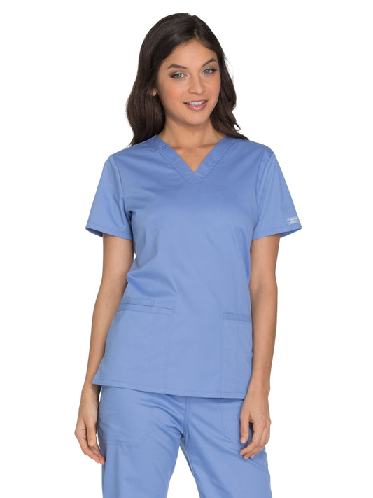 Women's 3-Pocket V-Neck Scrub Top - WW630 - Ciel