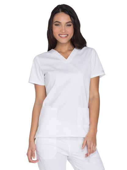 Women's 3-Pocket V-Neck Scrub Top - WW630 - White