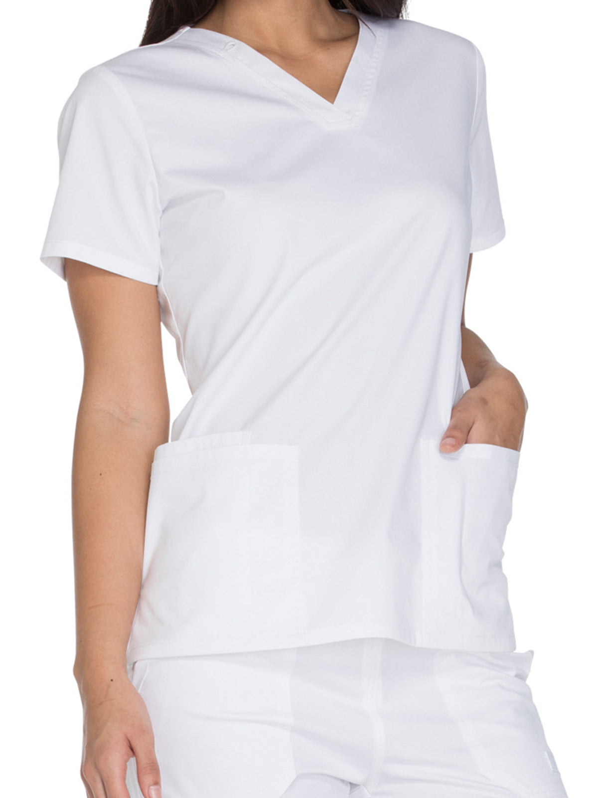 Women's 3-Pocket V-Neck Scrub Top - WW630 - White