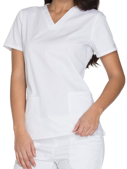 Women's 3-Pocket V-Neck Scrub Top - WW630 - White