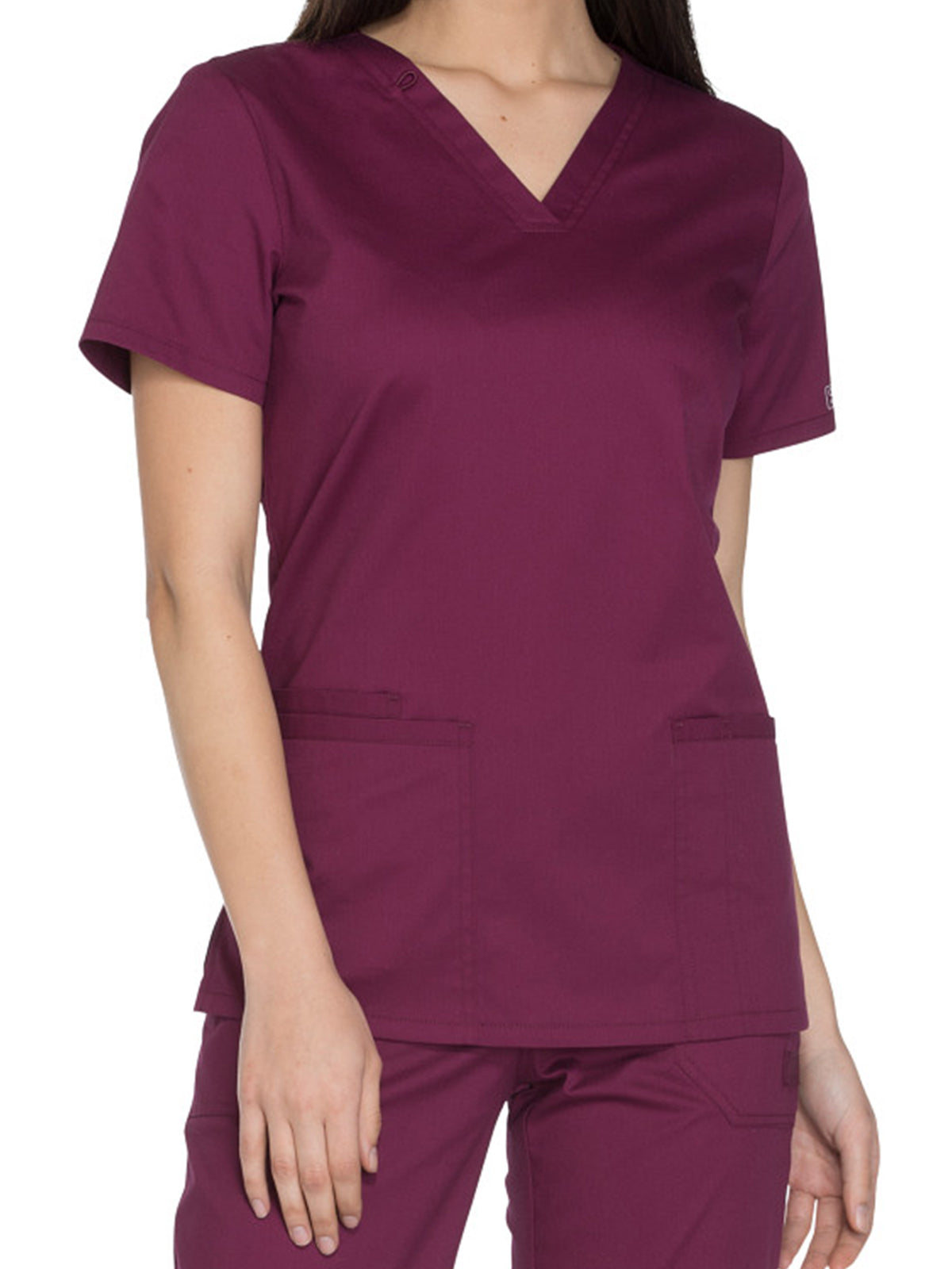 Women's 3-Pocket V-Neck Scrub Top - WW630 - Wine