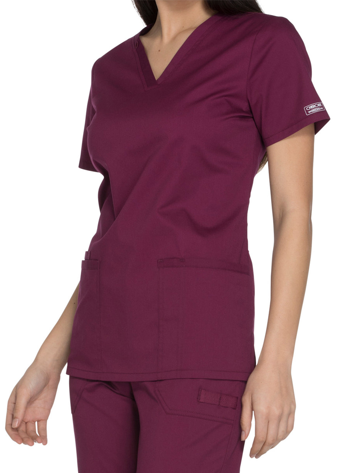 Women's 3-Pocket V-Neck Scrub Top - WW630 - Wine