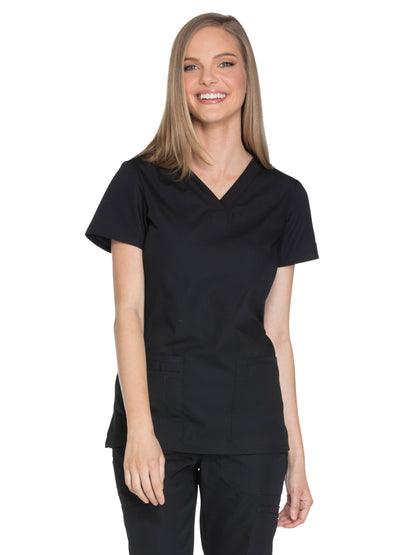 Women's 2-Pocket V-Neck Scrub Top - WW645 - Black