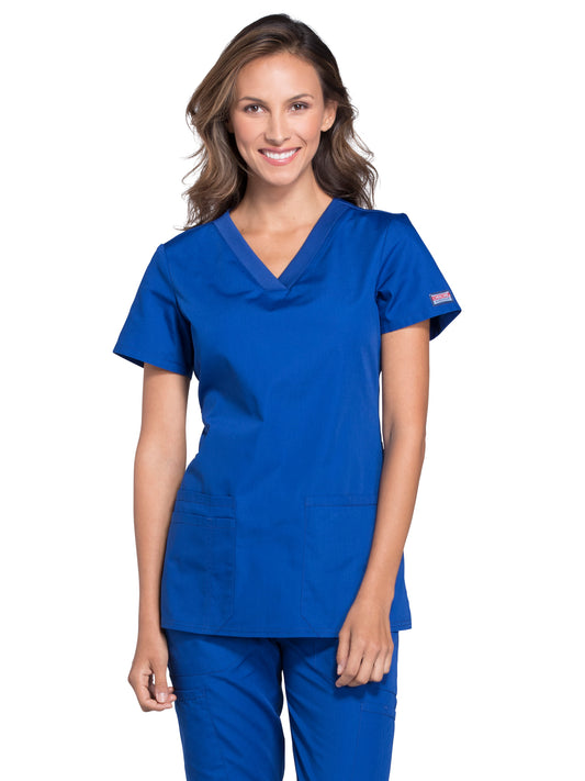 Women's 2-Pocket V-Neck Scrub Top - WW645 - Galaxy Blue