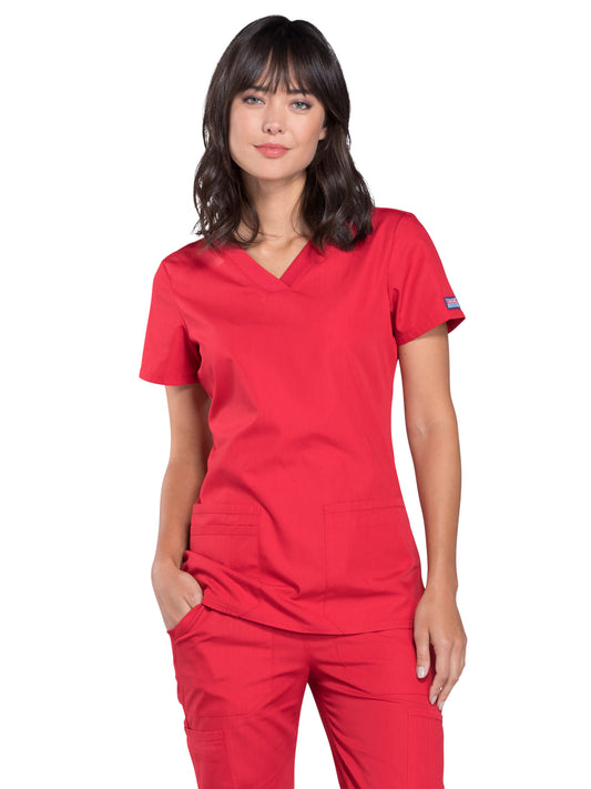 Women's 2-Pocket V-Neck Scrub Top - WW645 - Red