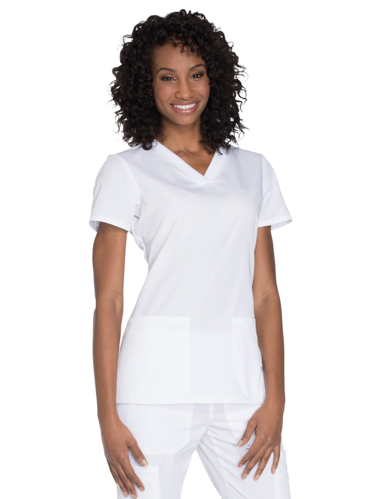 Women's 2-Pocket V-Neck Scrub Top - WW645 - White