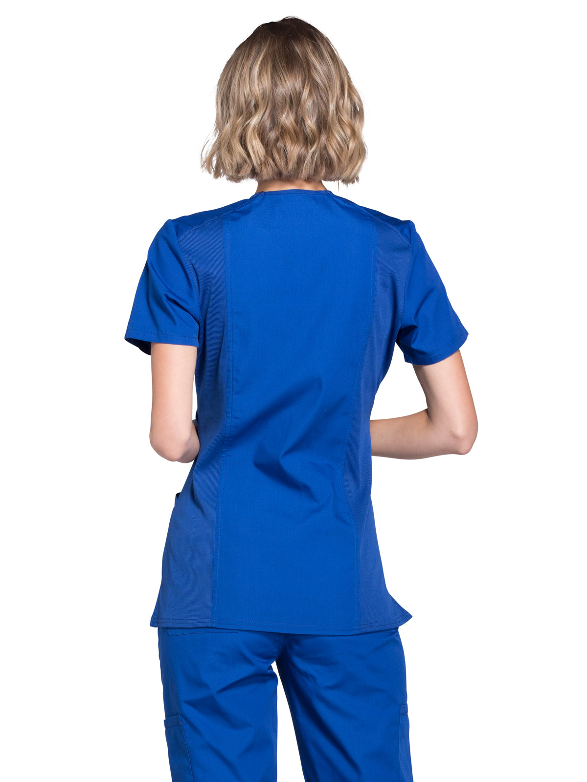 Women's 2-Pocket Mock Wrap Scrub Top - WW650 - Galaxy Blue