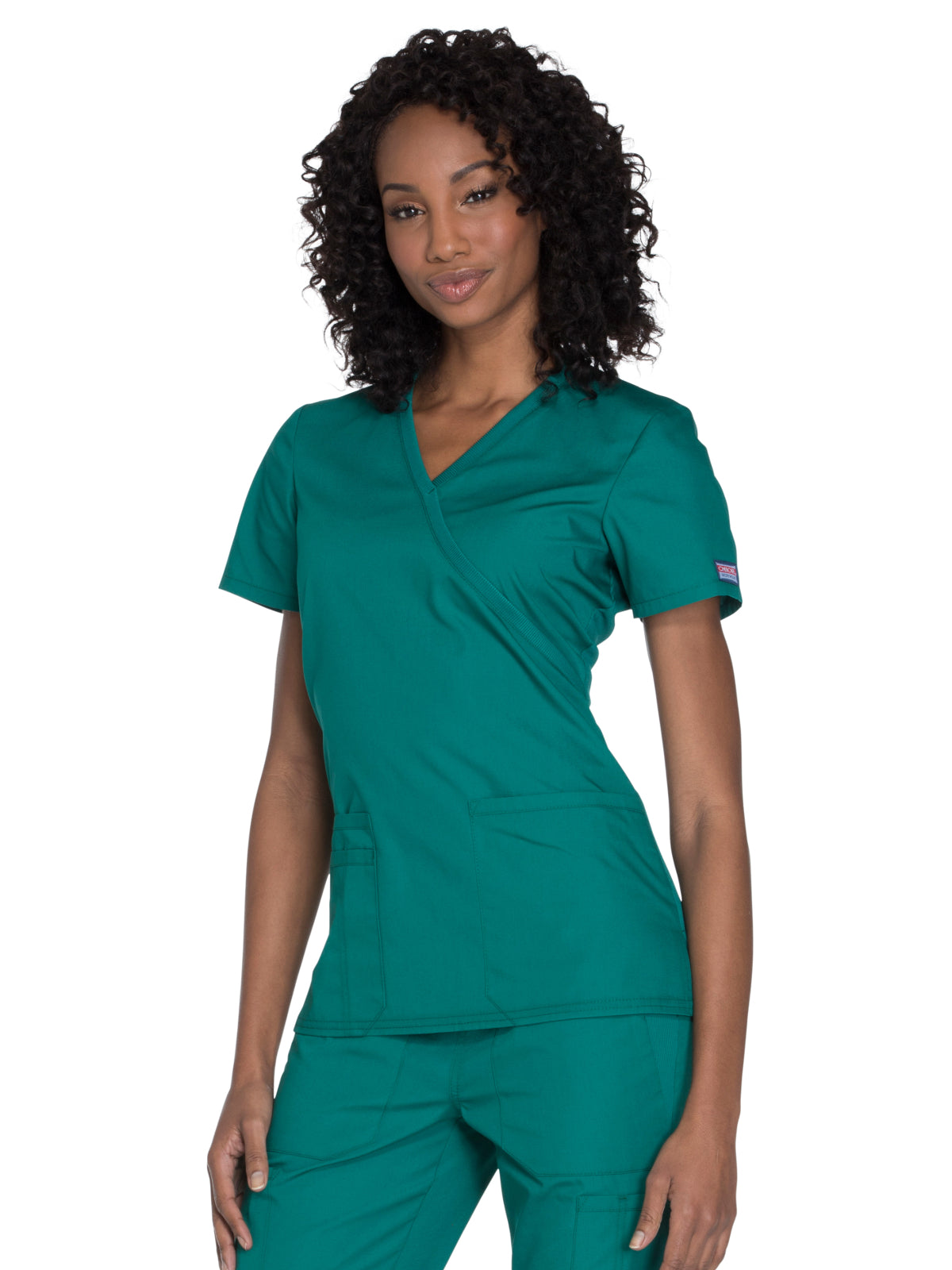 Women's 2-Pocket Mock Wrap Scrub Top - WW650 - Hunter