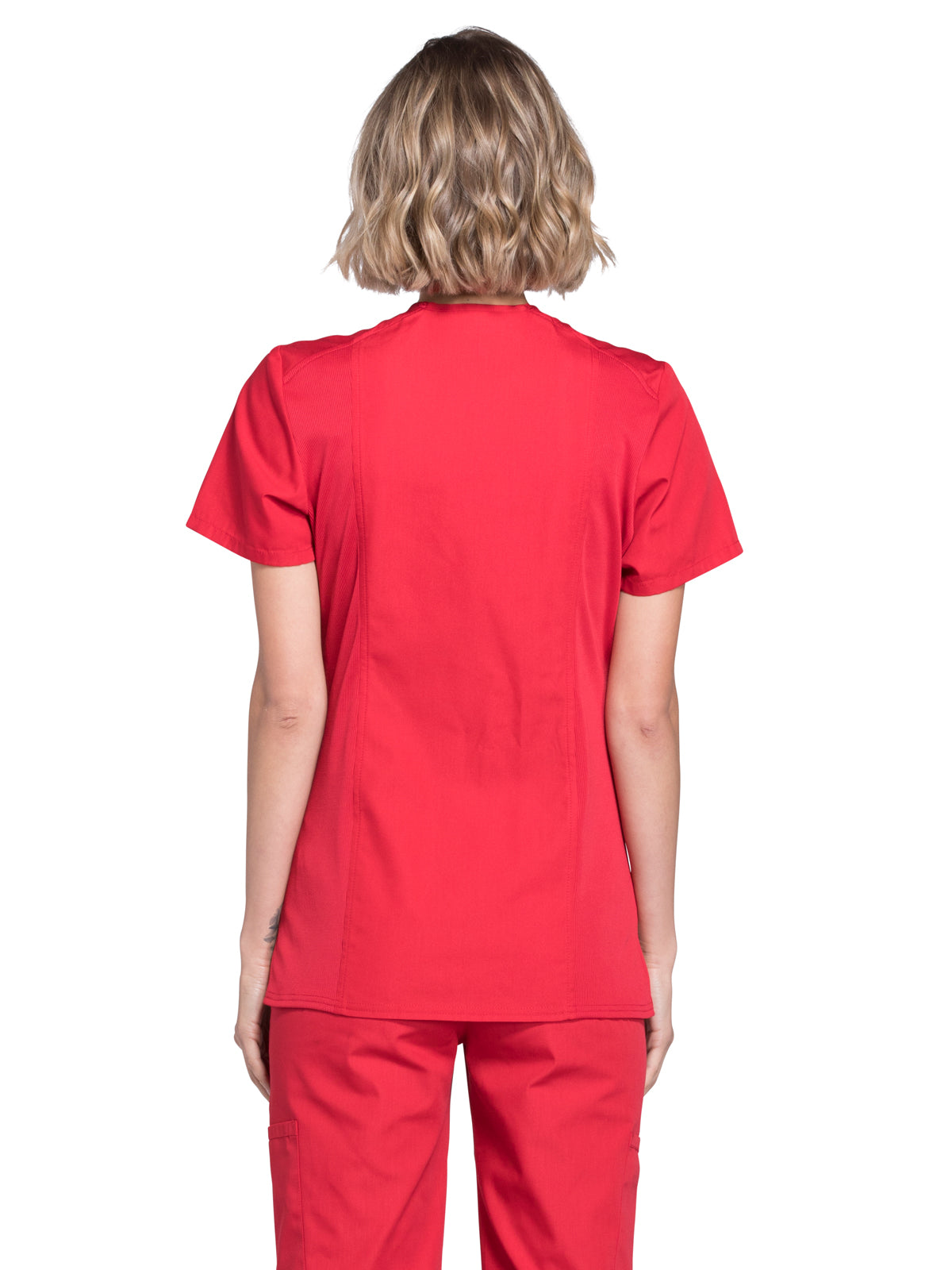 Women's 2-Pocket Mock Wrap Scrub Top - WW650 - Red