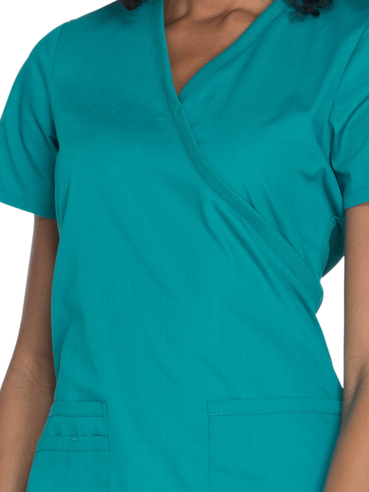 Women's 2-Pocket Mock Wrap Top - WW650 - Teal Blue