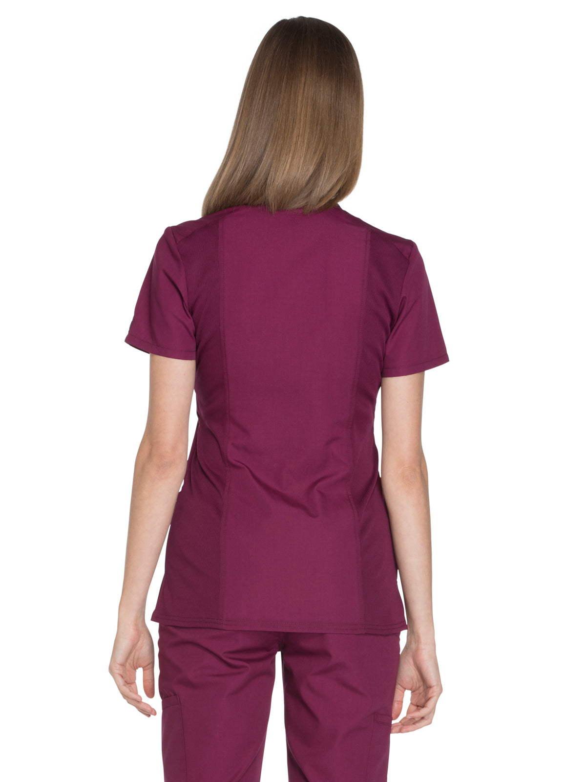 Women's 2-Pocket Mock Wrap Scrub Top - WW650 - Wine