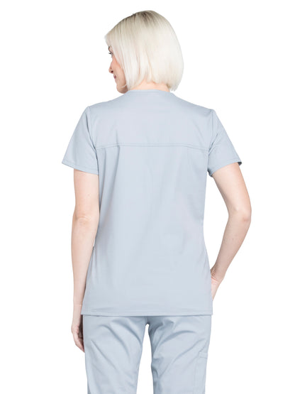 Women's 2-Pocket Mock Wrap Scrub Top - WW655 - Grey