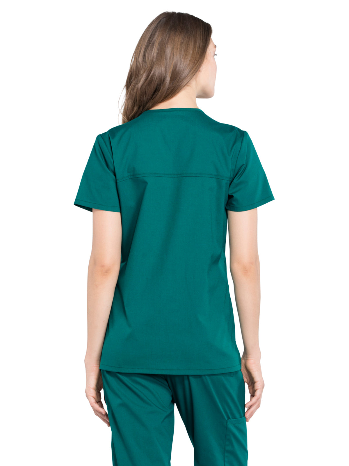 Women's 2-Pocket Mock Wrap Scrub Top - WW655 - Hunter Green