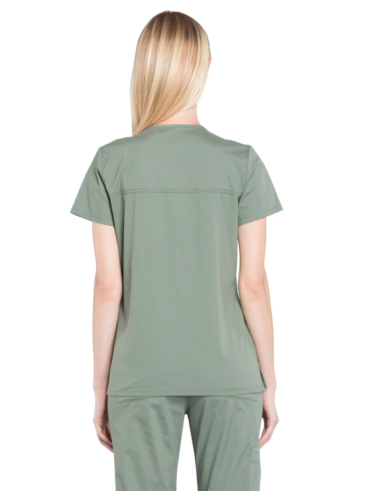 Women's 2-Pocket Mock Wrap Scrub Top - WW655 - Olive