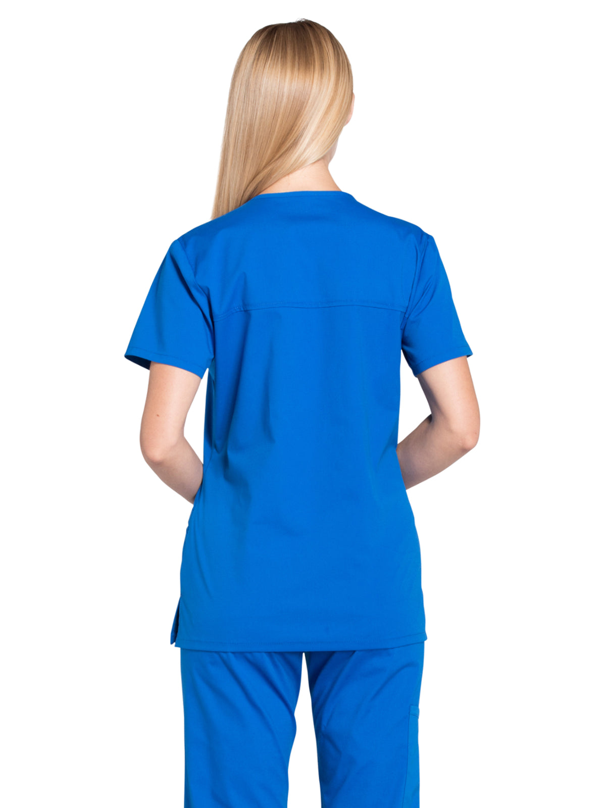 Women's 2-Pocket Mock Wrap Scrub Top - WW655 - Royal