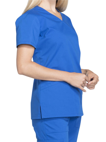 Women's 2-Pocket Mock Wrap Scrub Top - WW655 - Royal