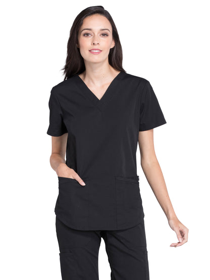 Women's 3-Pocket V-Neck Top - WW665 - Black