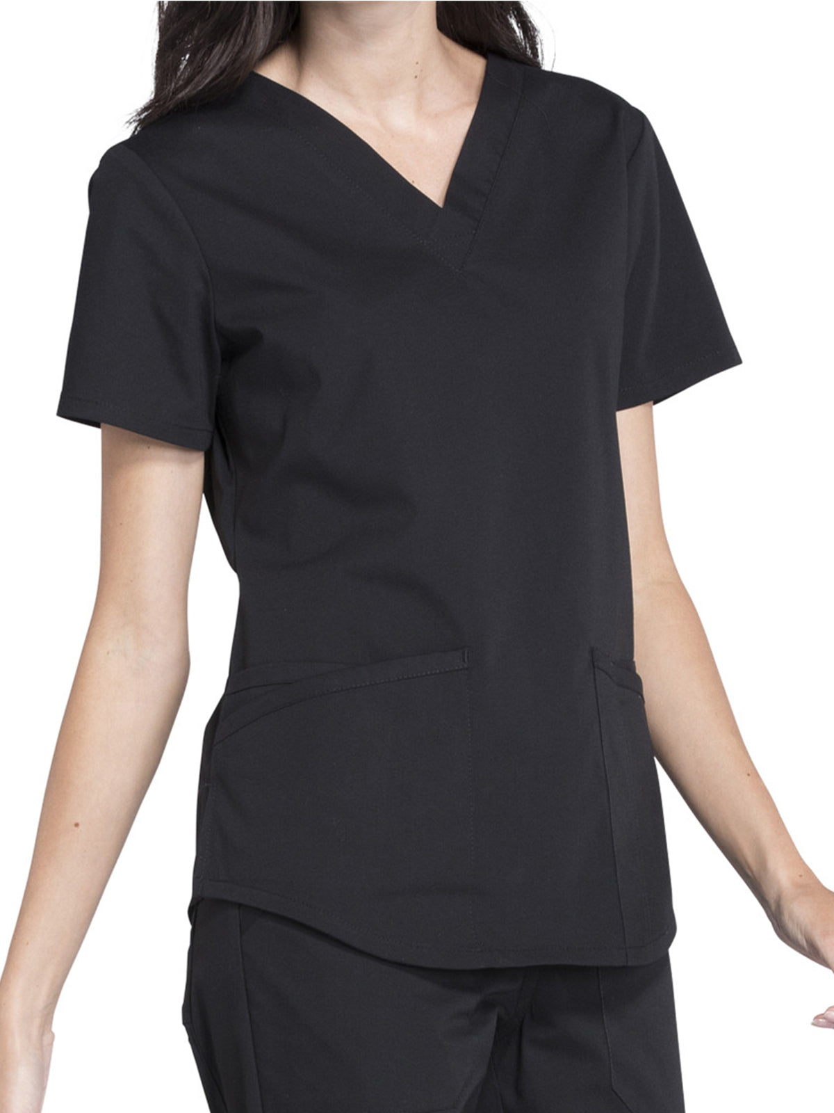 Women's 3-Pocket V-Neck Top - WW665 - Black