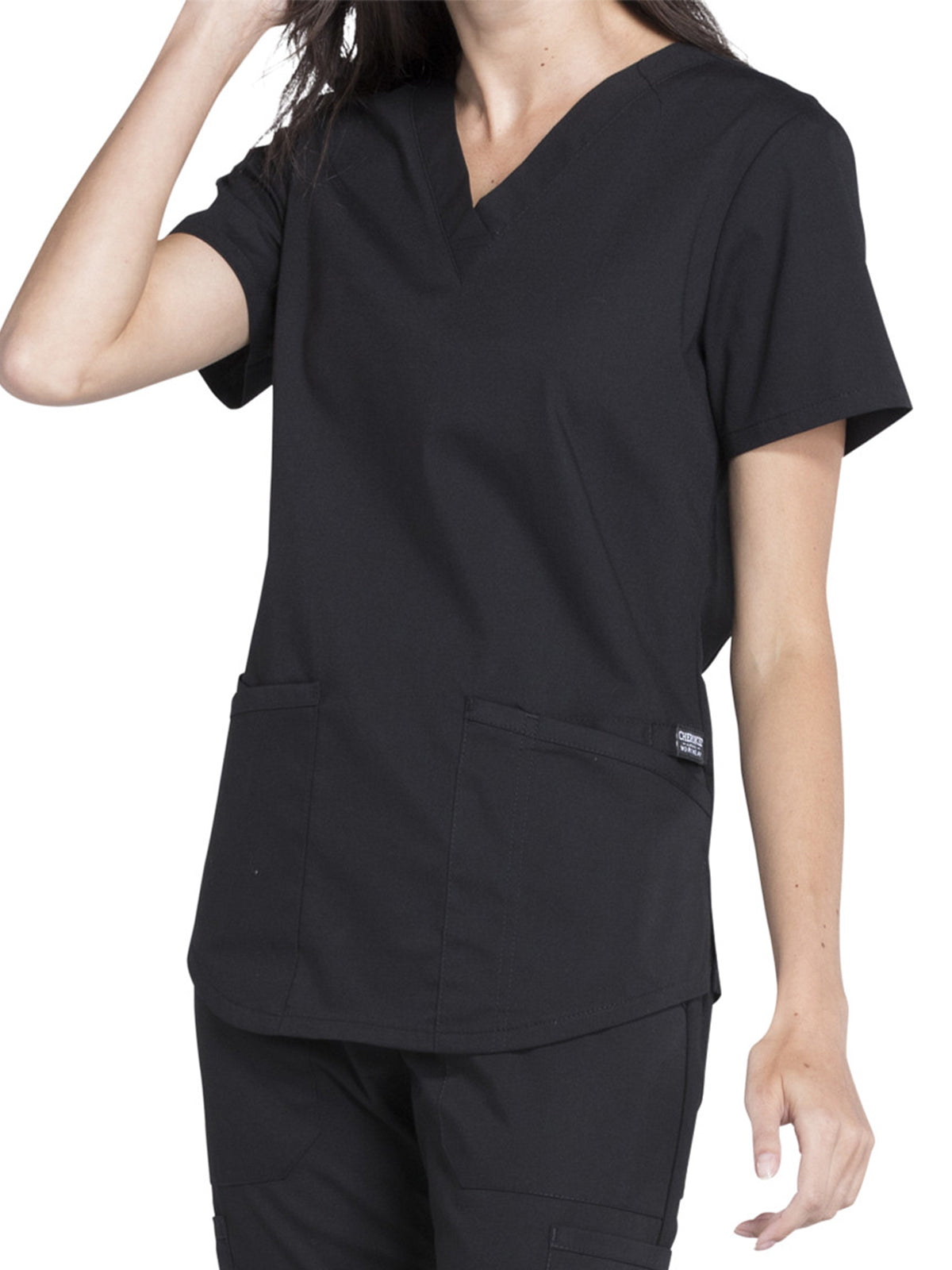 Women's 3-Pocket V-Neck Scrub Top - WW665 - Black