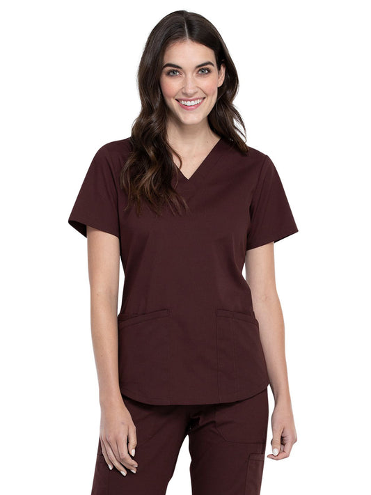 Women's 3-Pocket V-Neck Scrub Top - WW665 - Espresso