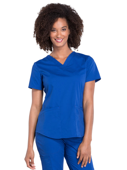 Women's 3-Pocket V-Neck Scrub Top - WW665 - Galaxy Blue