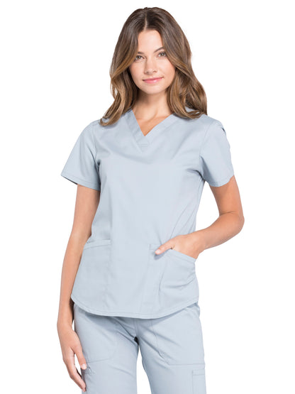 Women's 3-Pocket V-Neck Scrub Top - WW665 - Grey