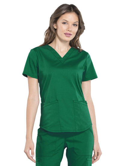 Women's 3-Pocket V-Neck Scrub Top - WW665 - Hunter Green