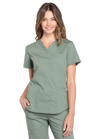 Women's 3-Pocket V-Neck Scrub Top - WW665 - Olive