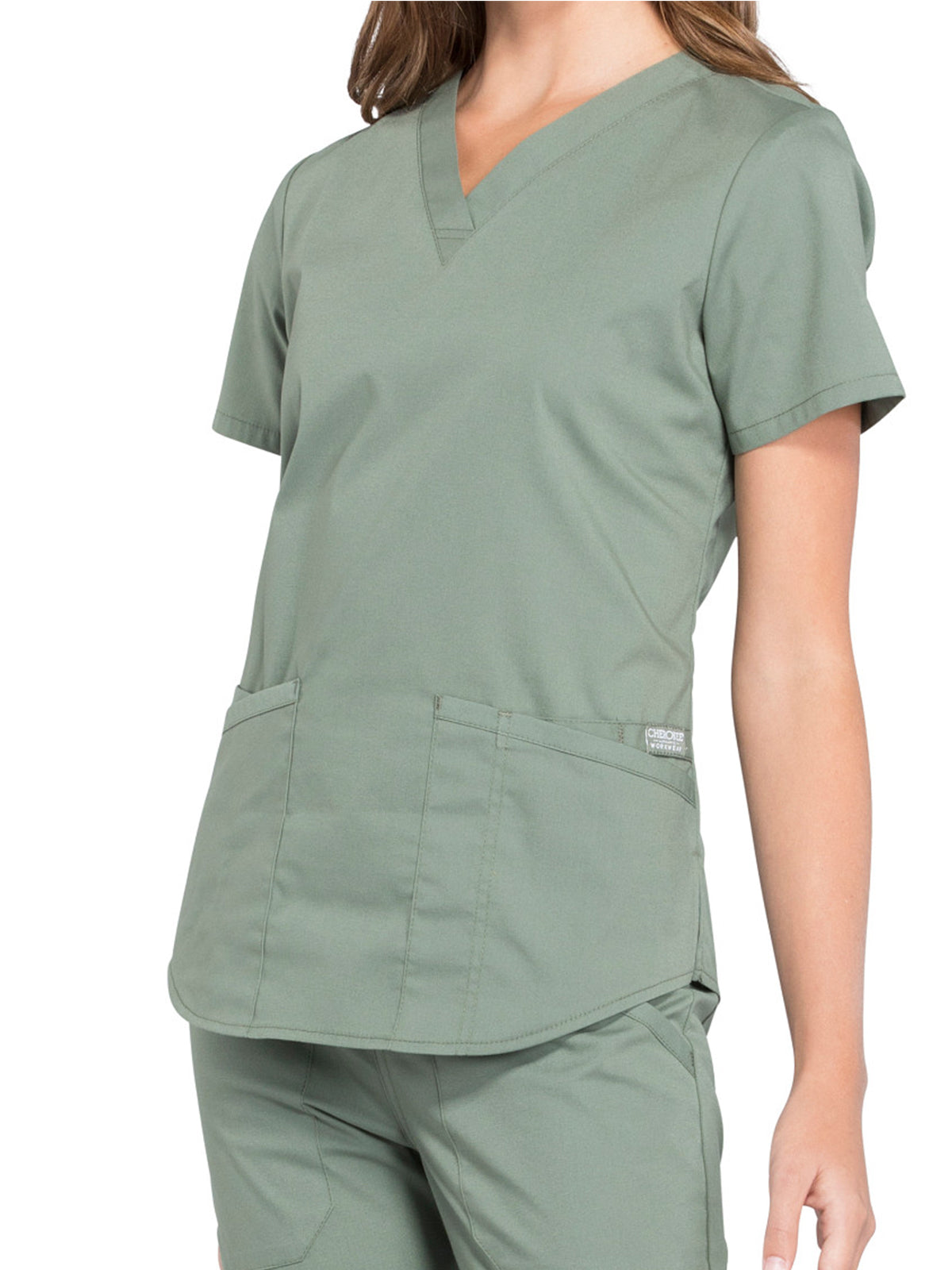 Women's 3-Pocket V-Neck Scrub Top - WW665 - Olive