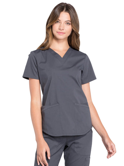 Women's 3-Pocket V-Neck Scrub Top - WW665 - Pewter