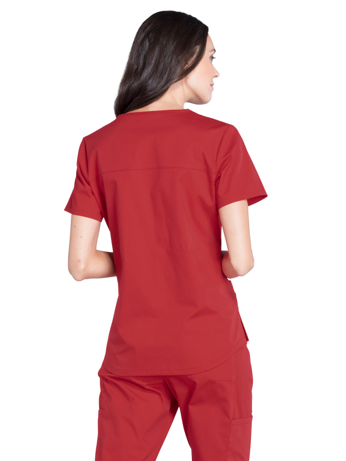 Women's 3-Pocket V-Neck Scrub Top - WW665 - Red