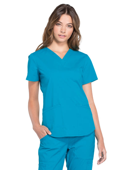 Women's 3-Pocket V-Neck Scrub Top - WW665 - Turquoise