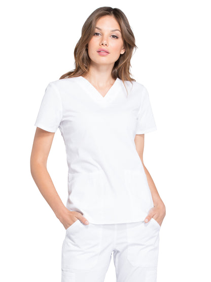 Women's 3-Pocket V-Neck Top - WW665 - White