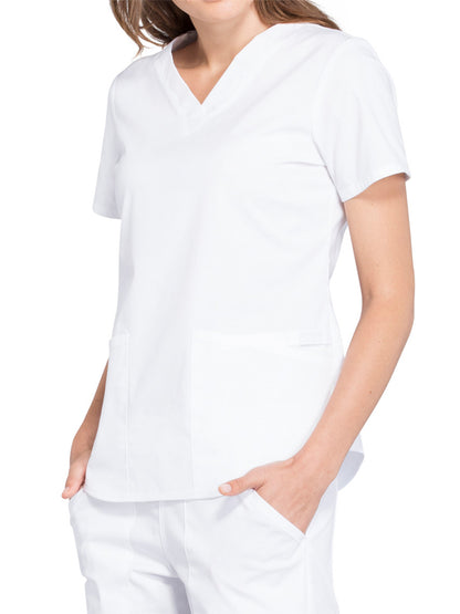 Women's 3-Pocket V-Neck Scrub Top - WW665 - White