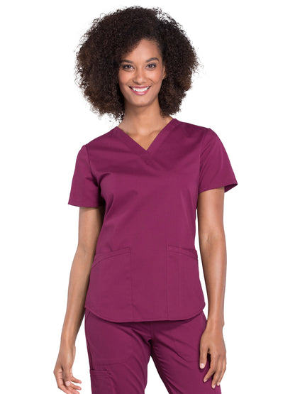 Women's 3-Pocket V-Neck Top - WW665 - Wine