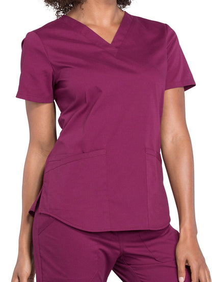 Women's 3-Pocket V-Neck Top - WW665 - Wine