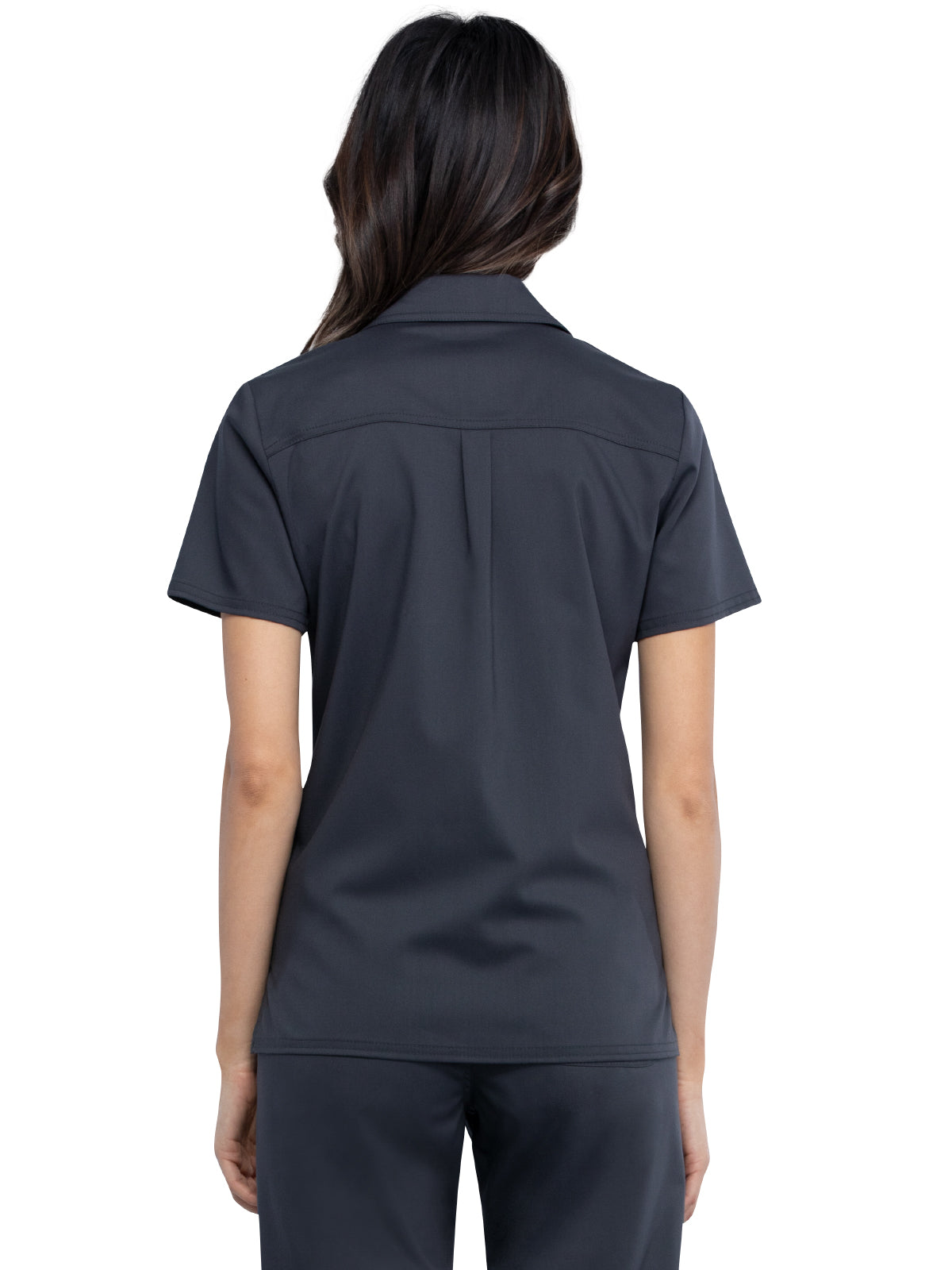 Women's 3-Pocket Hidden Snap Front Collar Shirt - WW669 - Pewter