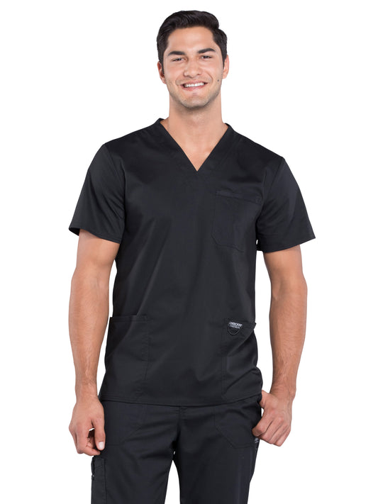 Men's 3-Pocket V-Neck Scrub Top - WW670 - Black