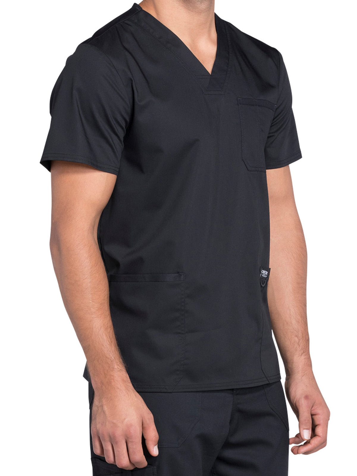 Men's 3-Pocket V-Neck Scrub Top - WW670 - Black