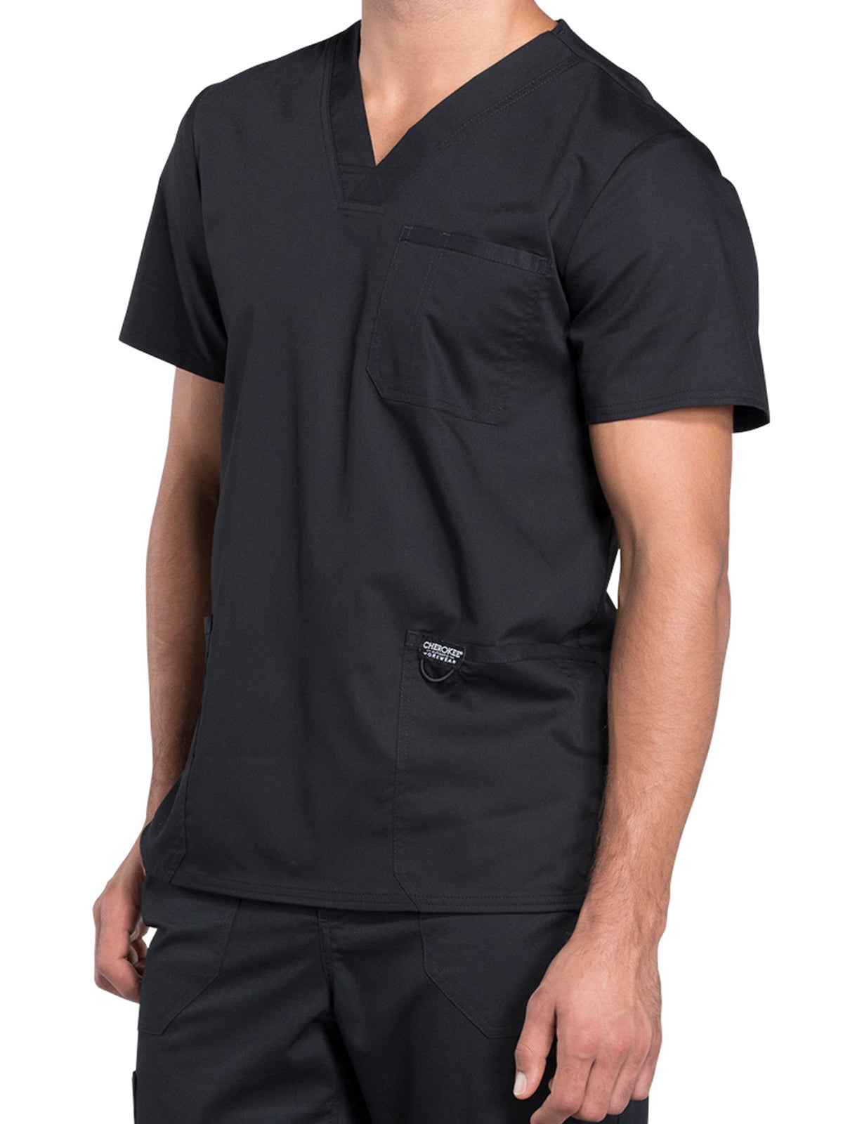 Men's 3-Pocket V-Neck Scrub Top - WW670 - Black