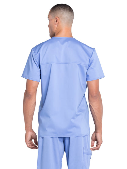 Men's 3-Pocket V-Neck Scrub Top - WW670 - Ciel Blue