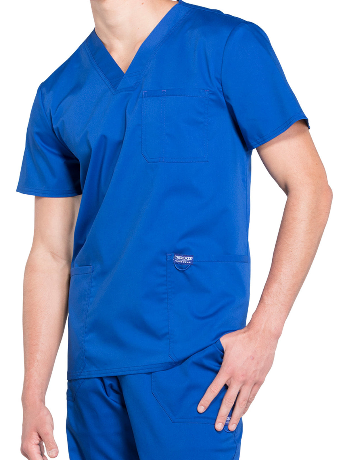 Men's 3-Pocket V-Neck Scrub Top - WW670 - Galaxy Blue