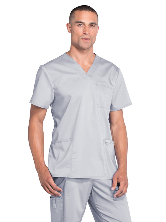 Men's 3-Pocket V-Neck Scrub Top - WW670 - Grey